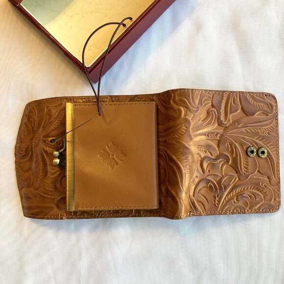 Patricia Nash Tooled Leather Kisslock Wallet RFID Blocking Cognac Brown NWT - Picture 7 of 11